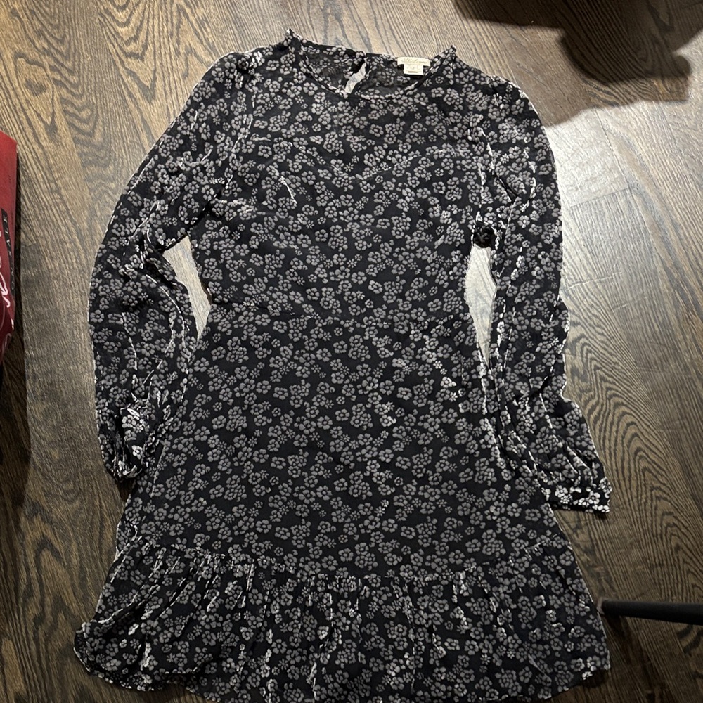 Shoshanna Black and White velvet  Floral Dress